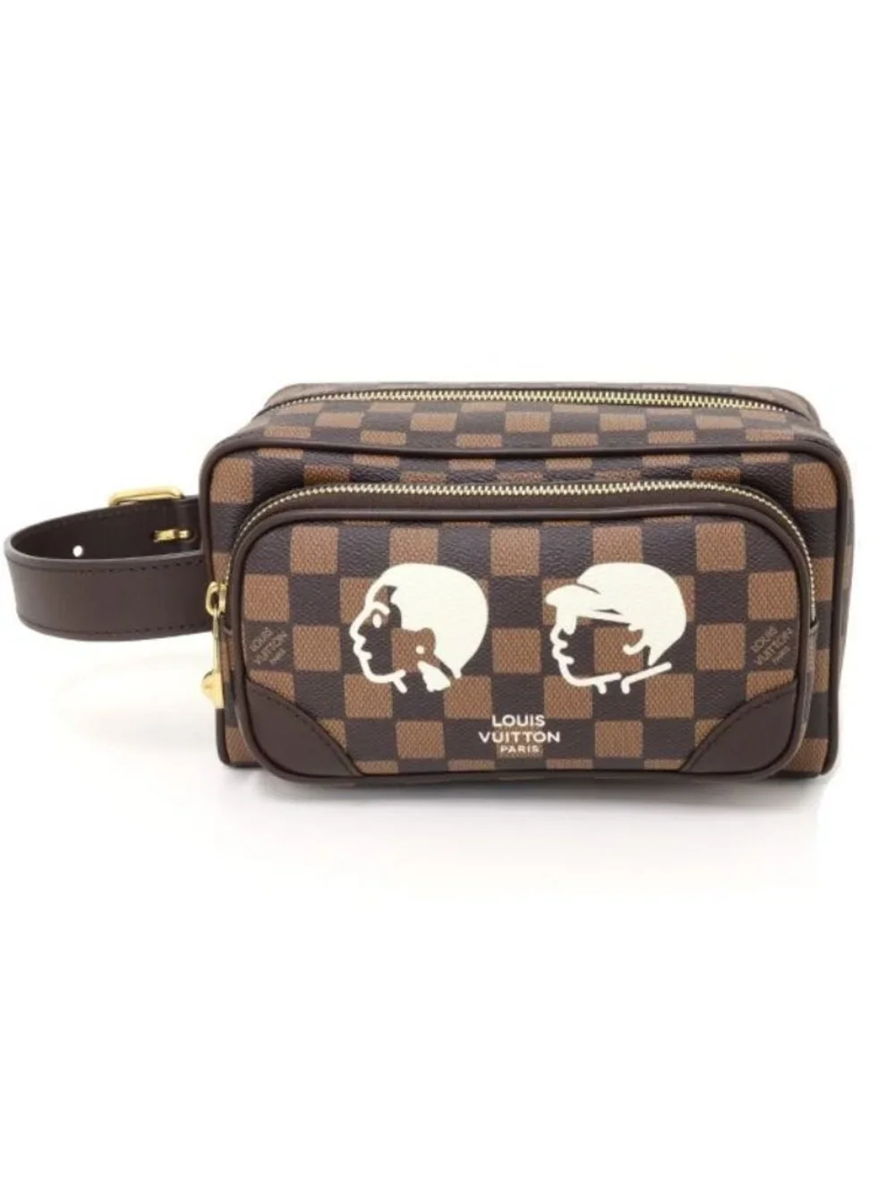 Louis Vuitton Dopp Kit Bag Damier Friendship Canvas Brown